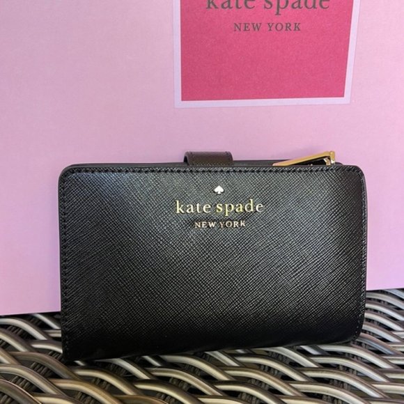 Kate Spade Staci Medium Compact Bifold Wallet Black - Picture 1 of 16